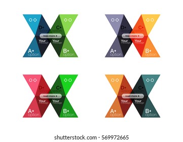 Vector collection of colorful geometric shape infographic banners. Backgrounds for workflow layout, diagram, number options or web design