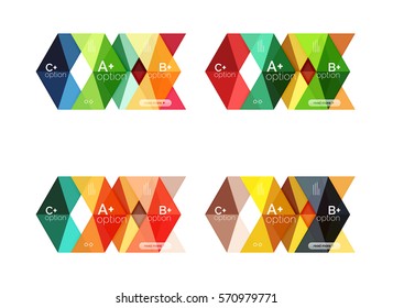 Colección vectorial de carteles de infografía de formas geométricas coloridas. Fondos para diseño de flujo de trabajo, diagrama, opciones de número o diseño web