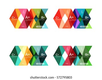 Vector collection of colorful geometric shape infographic banners. Backgrounds for workflow layout, diagram, number options or web design