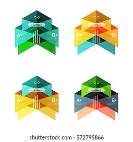 Colección vectorial de carteles de infografía de formas geométricas coloridas. Fondos para diseño de flujo de trabajo, diagrama, opciones de número o diseño web
