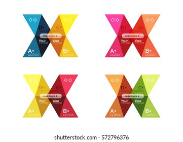 Vector collection of colorful geometric shape infographic banners. Backgrounds for workflow layout, diagram, number options or web design