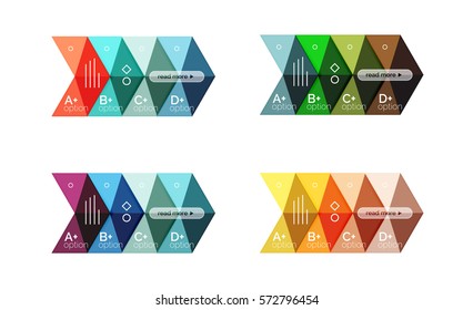 Vector collection of colorful geometric shape infographic banners. Backgrounds for workflow layout, diagram, number options or web design