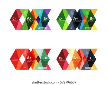 Vector collection of colorful geometric shape infographic banners. Backgrounds for workflow layout, diagram, number options or web design