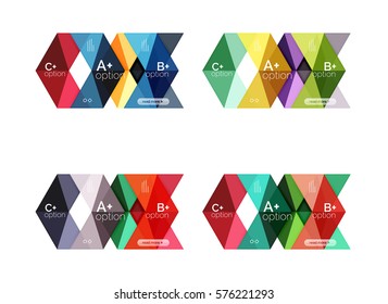 Colección vectorial de carteles de infografía de formas geométricas coloridas. Fondos para diseño de flujo de trabajo, diagrama, opciones de número o diseño web