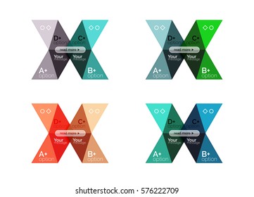 Vector collection of colorful geometric shape infographic banners. Backgrounds for workflow layout, diagram, number options or web design
