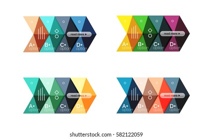 Vector collection of colorful geometric shape infographic banners. Backgrounds for workflow layout, diagram, number options or web design
