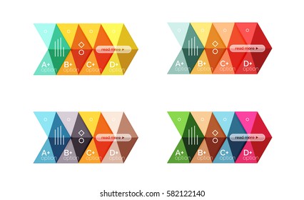Vector collection of colorful geometric shape infographic banners. Backgrounds for workflow layout, diagram, number options or web design