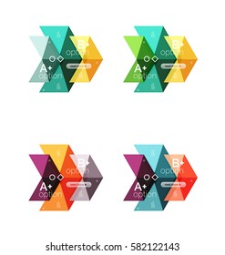 Colección vectorial de carteles de infografía de formas geométricas coloridas. Fondos para diseño de flujo de trabajo, diagrama, opciones de número o diseño web
