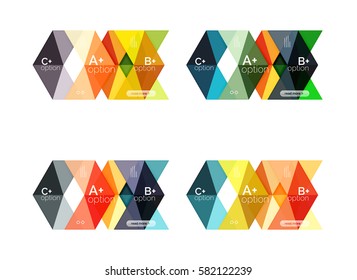 Vector collection of colorful geometric shape infographic banners. Backgrounds for workflow layout, diagram, number options or web design