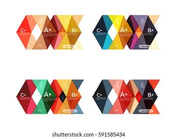 Colección vectorial de carteles de infografía de formas geométricas coloridas. Fondos para diseño de flujo de trabajo, diagrama, opciones de número o diseño web