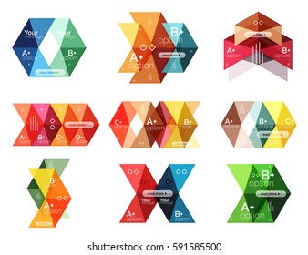 Vector collection of colorful geometric shape infographic banners. Backgrounds for workflow layout, diagram, number options or web design