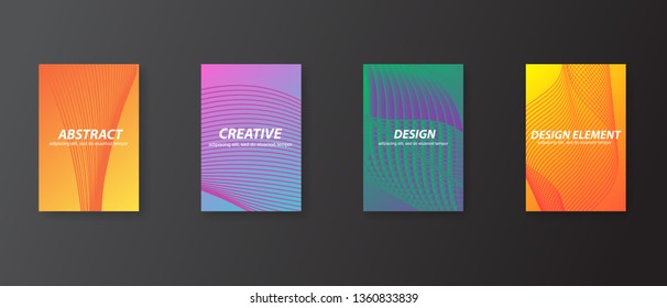 Vector collection of colorful gradien modern abstract banners on black background