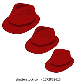 Vector collection of colorful hats for men on plain white background
