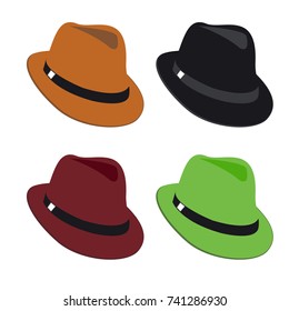 Vector collection of colorful hats for men
