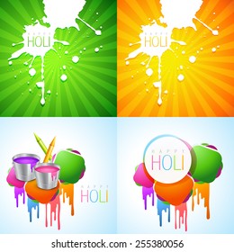 colección vectorial de diseño de holi colorido con salpicadura de holi colorido y pichkari