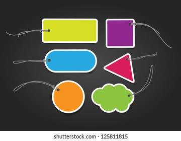Vector collection of colorful paper price tags
