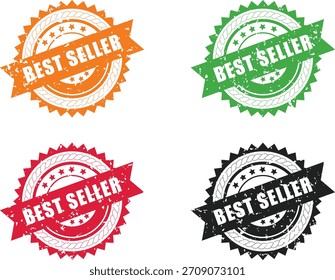 Vector collection of colorful retro best seller stamps for promotion