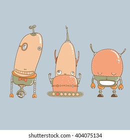 Vector Collection of Colorful Retro Robots