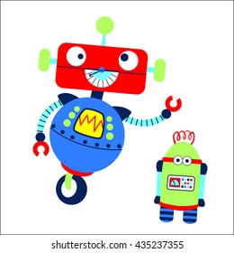 Vector Collection of Colorful Retro Robots 