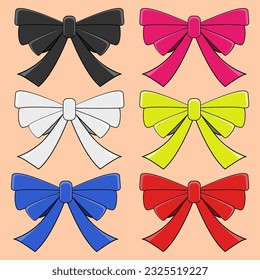 Vector collection of colorful ribbons with pretty shapes like flying butterflies