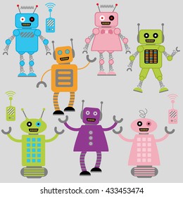 Vector Collection of Colorful Robots