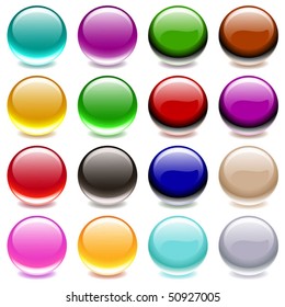 Vector Collection of Colorful Translucent Glossy Balls