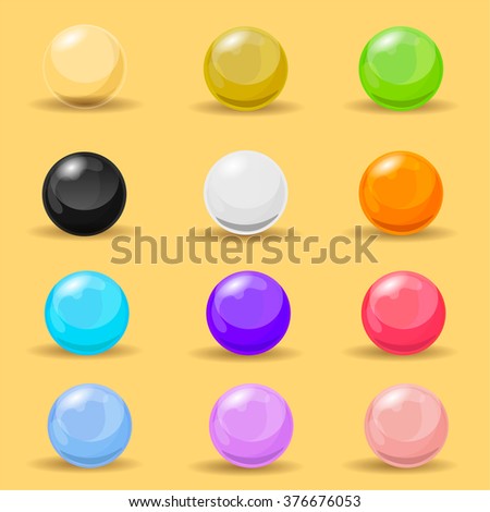 Vector collection of colorful translucent glossy balls.