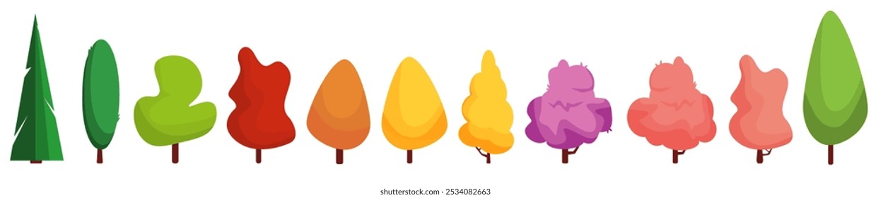 vector collection of colorful trees