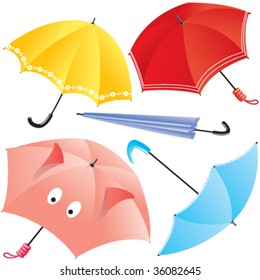 Vector collection of colorful umbrellas