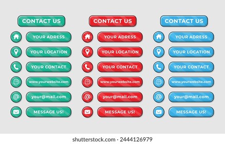 Vector Collection of Contact Buttons Isolated Flat Design