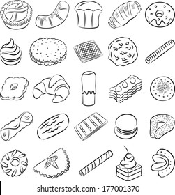 vector collection of cookies in line art