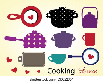 vector collection of cooking equipment