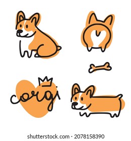 Vector collection with corgi dogs