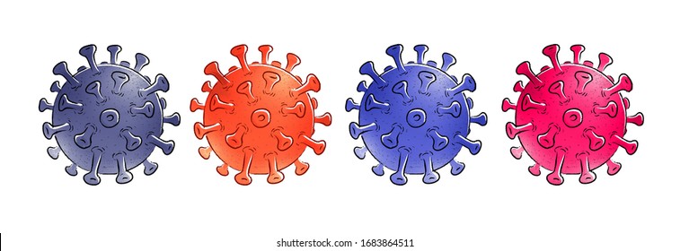 Vector collection of Coronavirus illustrations isolated on white background.