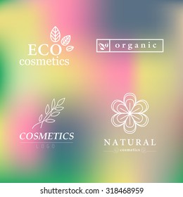 Vector collection of cosmetics logo identity templates. Natural and eco product label. Organic cosmetics and health care insignia.