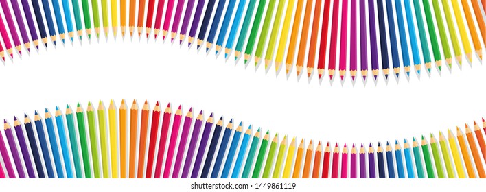 Vector collection crayons colored pencil loosely arranged