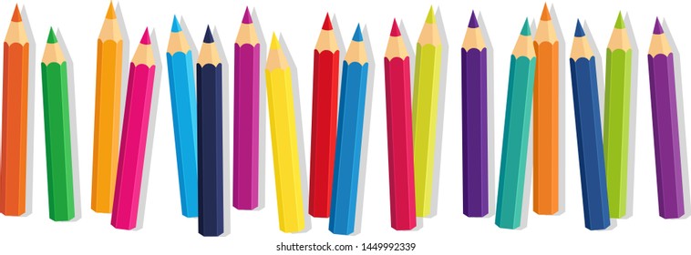 Vector collection crayons colored pencil loosely arranged