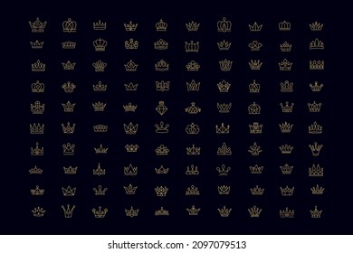 Vector collection of creative king and queen crowns symbols or logo elements