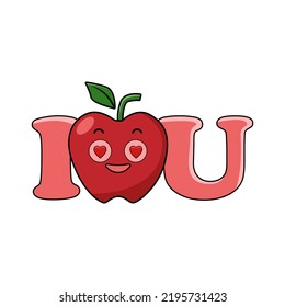 Vector collection of cute Apple. Funny fruit characters isolated on white background, Cute and funny fruit set vector illustration. fall in love emoji, emoticons. vector
