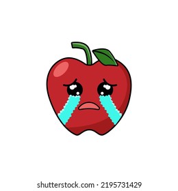 Vector collection of cute Apple. Funny fruit characters isolated on white background, Cute and funny fruit set vector illustration. cry emoji, emoticons. vector