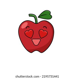 Vector collection of cute Apple. Funny fruit characters isolated on white background, Cute and funny fruit set vector illustration. fall in love emoji, emoticons. vector