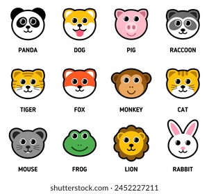 vector collection of cute cartoon animal heads