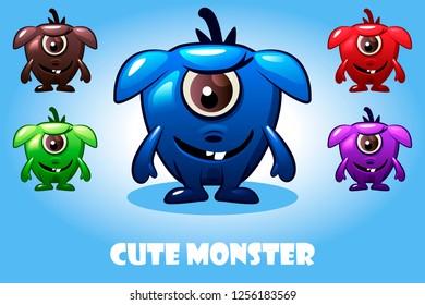 Vector collection of cute cartoon baby monsters, colorful and funny bacteria characters