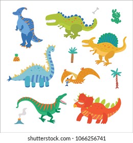 Vector Collection of Cute Cartoon Dinosaurs 