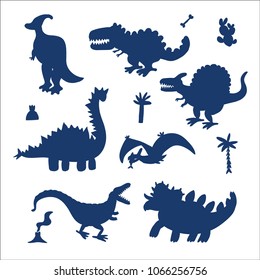 Vector Collection of Cute Cartoon Dinosaurs silhouette