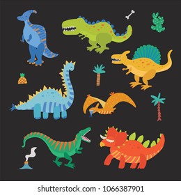 Vector Collection of Cute Cartoon Dinosaurs 