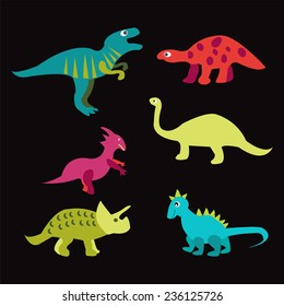Vector Collection of Cute Cartoon Dinosaurs. All in separate group for easy editing 