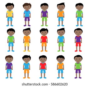 Vector Collection of Cute and Diverse Boy Students