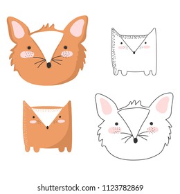 Vector collection of cute doodle foxes. Adorable objects isolated on background. Valentine's day, anniversary, save the date, baby shower, bridal, birthday
