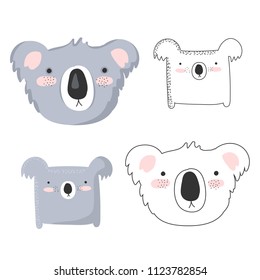 Vector collection of cute doodle koalas. Adorable objects isolated on background. Valentine's day, anniversary, save the date, baby shower, bridal, birthday
